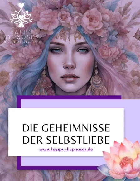 Selbstliebe E-Book, Birgit Brinkpeter elbstliebe E-Book Cover, Schönes Frauengesicht, Blumenhaarschmuck